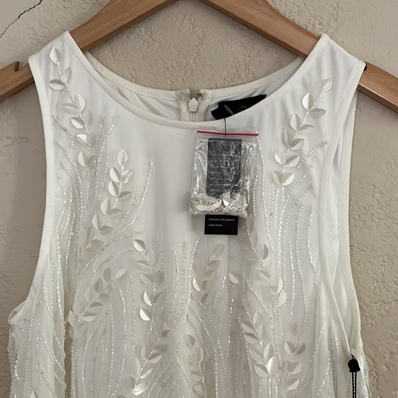 Adrianna Papell Embellished Blouson Dress in Ivory - Picture 6 of 11